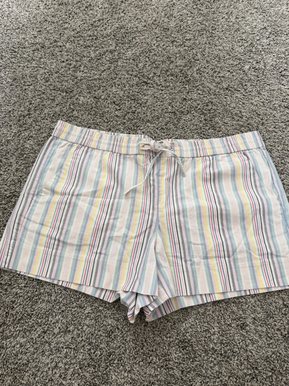 LOFT Multicolor Pastel Stripe High-Waist Drawstring Shorts